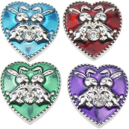 10pcs/lot New Snap Jewelry Colorful Oil Painting Love Heart Metal Snap Buttons Fit Leather Snap Bracelet 18mm Buttons Jewelry