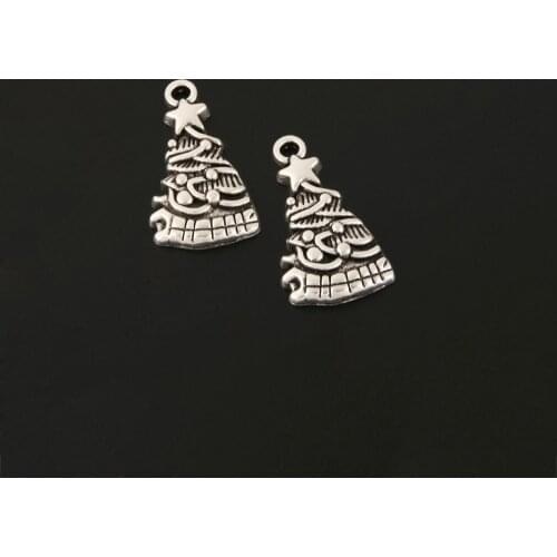 10pcs Charms Christmas Tree Silver Color Pendant For Findings Accessories DIY Necklace bracelet