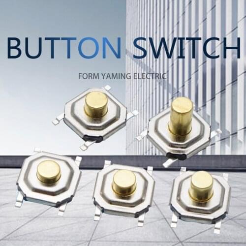 100pcs/lot Tact Switch Metal Head Button 4 Pins 4*4*2.5mm Four Foot