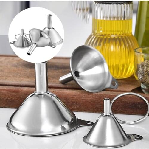 3Pcs/set Stainless Steel Funnel Portable Cone Funnel Pour Oil Wine Liquid Hopper Multi-Use Kitchen Funnel For Liquid Dispenser