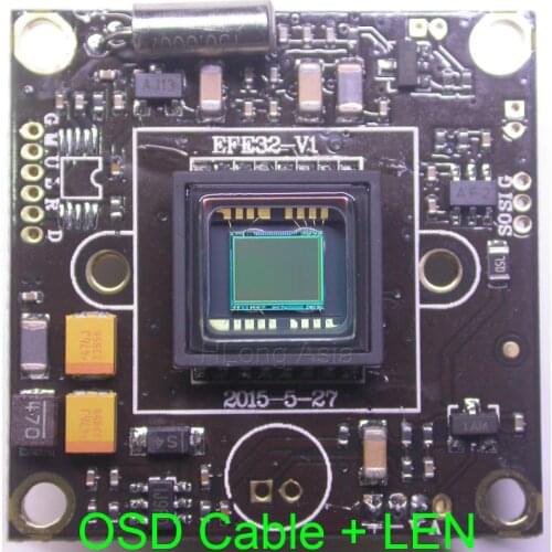 32x32mm PCB EFFIO-E 1/3" Sony Super HAD CCD sensor ICX811 / ICX810 + CXD4140 CCTV camera module board + OSD cable + M12 Lens