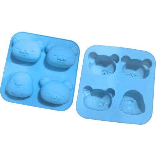 4 cavity cute card with bear penguin silicone cake mold kitchen baking silicone handmade soap mold