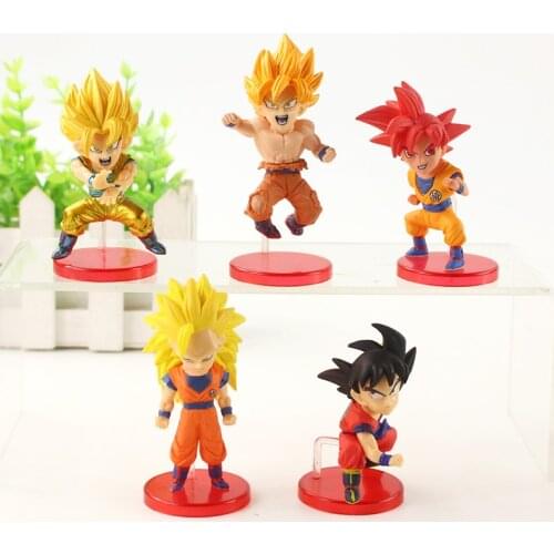 5Pcs Dragon Ball Son Goku Action Figure Super Saiyan Figura Pvc Model Toy
