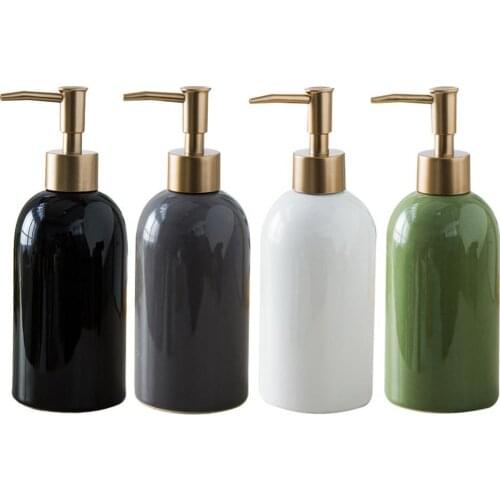 50% Hot Sale 420ml Liquid Soap Shampoo Lotion Shower Gel Ceramic Empty Pump Bottle Container