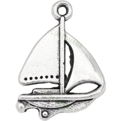 70pcs-Antique Silver Sailboat Charms Pendant 23x17mm