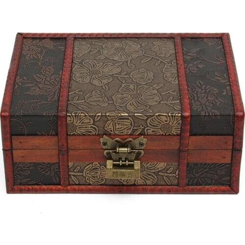 Promotion! Large Decorative Trinket Jewelry Lock Handmade Vintage Wooden Storage Gift Box