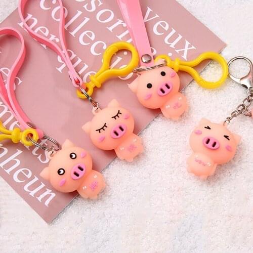 Lovely Animal Cartoons Pig Keychain Flowers Small Pink Pig Car Keyring Bag Gift Keychains Keyrings Pendant Car Key Chain Bag