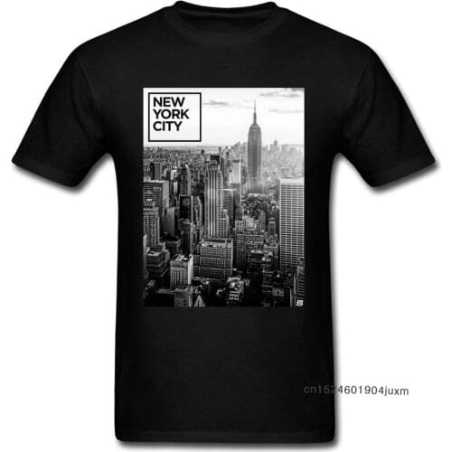 Black White T-shirt Men Fashion Streetwear New York City Top Tees Adult Oversized T Shirts Cotton High Quality Clothes Christmas