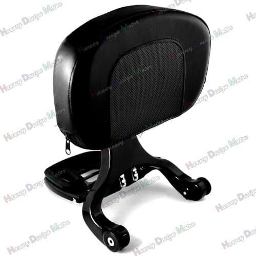 Black Multi Purpose Adjustable Driver & Passenger Backrest For Harley Touring Street Glide Road King 09-13