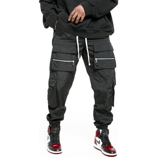 Men Hip Hip Streetwear Cargo Pants Multi Pockets Harajuku Pants Joggers Track Pants Trousers Elastic Waist Tactical Pants