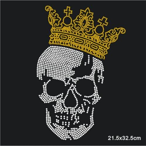 Iron On Rhinestone Transfer Designs Skull Rhinestones T-Shirt Iron-On Transfers 10Piece/lot DIY Crafts Clothing Appliques