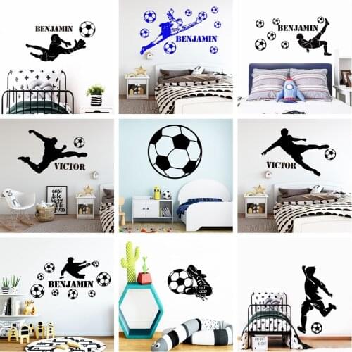 Play Football Custom Name Of Soccer Wall Sticker For Kids Room Decor Boys Children Room Decor Vinyl Decal Removable Mural Decals