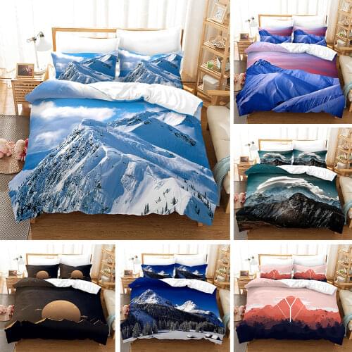 3D Scenery Flower Tree Printed Mountain 2/3Piece Suit Landscape Bedding Sets Home Decoration Duvet Cover Pillowcase Twin