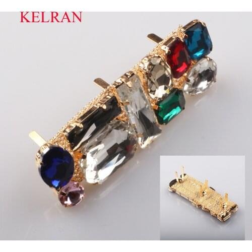 Creative 2 Piece 80mm*30mm Metal Chain Crystal Rhinestone Copper Chain Wedding Decorative Buttons Craft Supplies