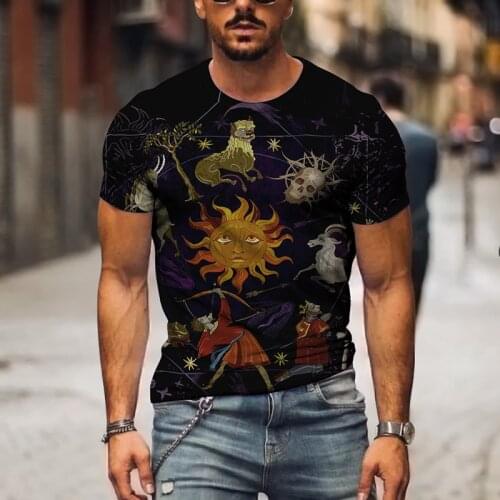 Summer Hot-selling Short-sleeved Casual Loose Tops New Oversized Mens T-shirt Mosaic 3d Printing Fashion T-shirt Mens Clothing