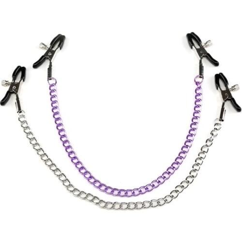 Stainless Steel Metal Chain Nipple Milk Clips Breast Clip Sex Slaves Nipple Clamps Sex Toys Butterfly Style for Couples