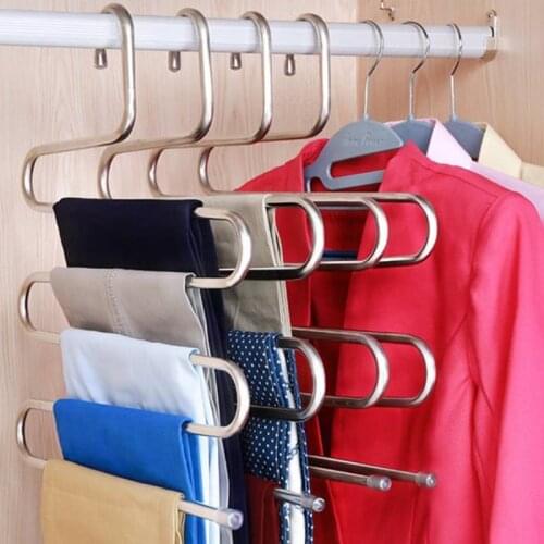 Multi-functional S-type trouser rack stainless steel multi-layer trouser rack traceless adult trouser hanger