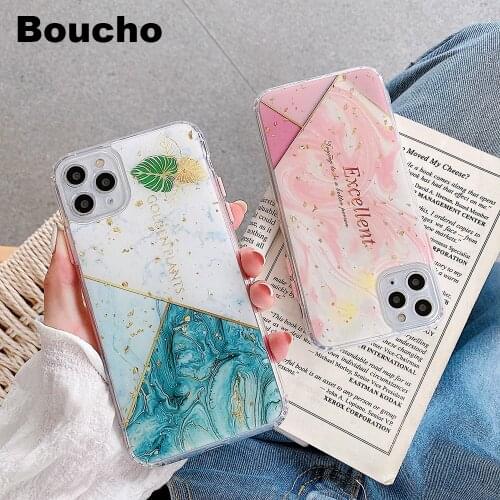 Fashion gold foil Marble texture Phone Case For iphone 12 11 Pro X XR XS Max 7 8 Plus SE Stitching Shining Granite Back Cover