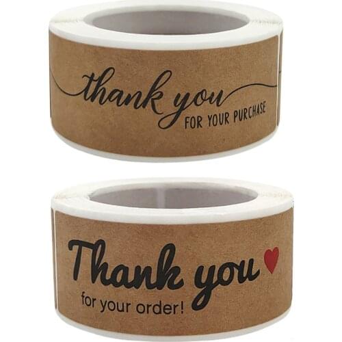 120pcs/roll 1*3inch Kraft Stickers Thank You For Your Order Label Stickers For Scrapbooking Giveaway Party Envelope Box Sealing