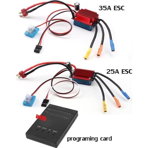 New Rc 25A / 35A ESC Brushless ESC 2S Waterproof Dustproof Electronical Speed Controller with programm card for 1/16 1/18 RC Car
