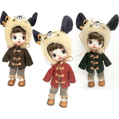 1/12 BjD Ob11 Doll Clothes Coat Sweater Hat Trousers suit for gsc,ymy,pd9,Molly Doll Accessories Nude Decoration Girl Gift Toy