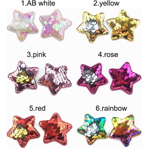 Wholesale 100pcs/lot 4CM Reversible Star Hair Bow Sewing Applique DIY Hair Accessories 6 Colors U pick