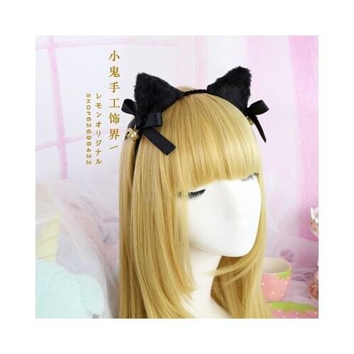 Little ghost bell cat ears KC cat girl plush KC LOLITA hand-made bow headband