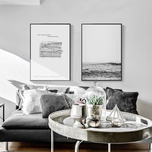 Simple Landscape Wall Art Canvas Painting Forest Sea Music Sheet Posters Family Bedroom Living Room Decoration Painting Pictures