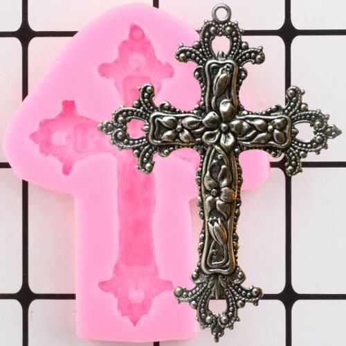 Baroque Relief Cross Silicone Molds DIY Wedding Fondant Cake Decorating Tools Jewelry Resin Clay Candy Chocolate Gumpaste Moulds