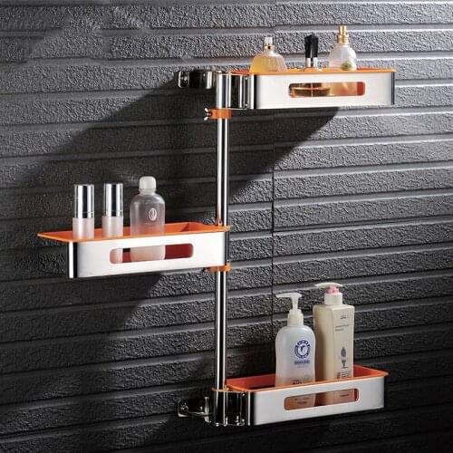 Bathroom Storage Rack Rotating Kitchen Bathrooms Racks Accessories Multi Function 2-4 Layer Shower Room Corner Wall Hanging