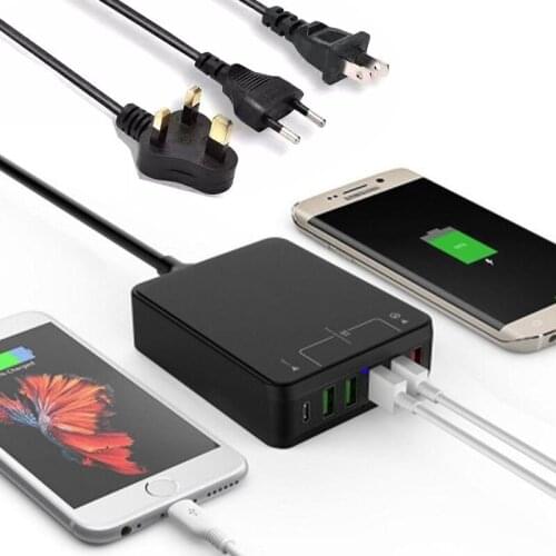 8A Type-c + 5USB QC3.0 Mobile Phone Charger Fast Charge Charging Head Smart USB Charger Adapter