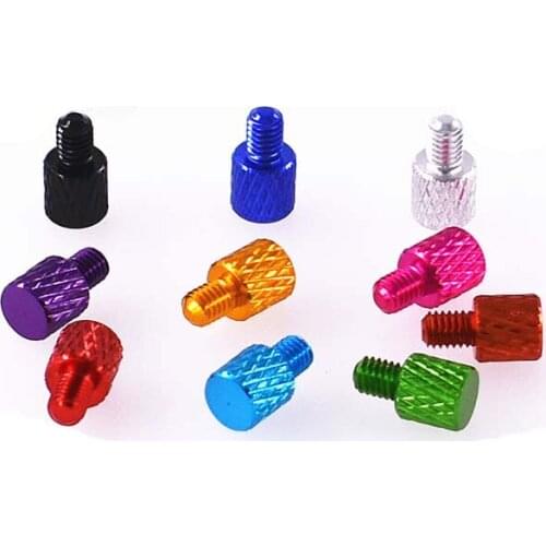 5pcs M3 aluminum alloy adjust handle screws high head pineapple grain hand screw graphics card hard drive bolt brown color