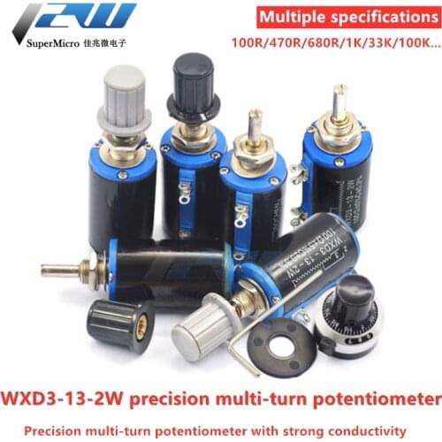 WXD3-13-2W 10K 100/220/470/680 ohm WXD3-13 2W Winding Multi-Turn potentiometer 1K 2.2K 4.7K 5.6K 6.8K 47K 100K potentiometer