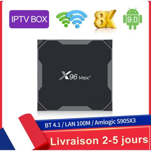 SUBTV X96max Plus IPTV Box Android 9.0 TV BOX 4G64GB/32GB S905X3 BT 4.1 Dual-band Wifi 8K X96 MAX Plus iptv box Ship From France