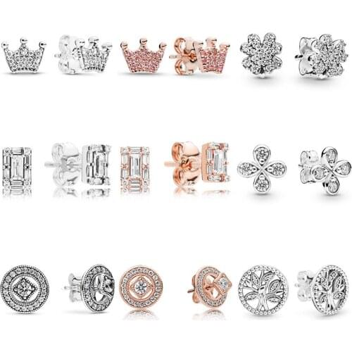 9 Style Women Ear Studs Vintage Allure Radiant Clover Luminous Ice Crystal High Quality Earring With Women Wedding Jewelry