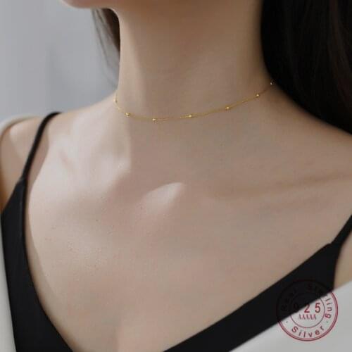 HI MAN 925 Sterling Silver French Simple Bead Clavicle Chain Necklace Women Luxury Temperament Party Jewelry Accessories
