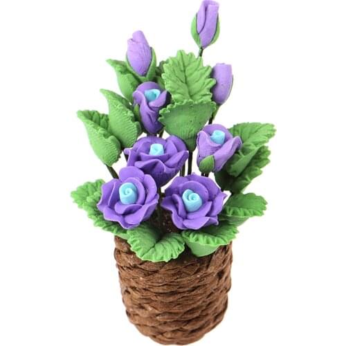 1/12 Scale Mini Dollhouse Artificial Green Fake Plant Flower In Pot Fairy Doll Houses Toy Dollhouse Garden Miniature