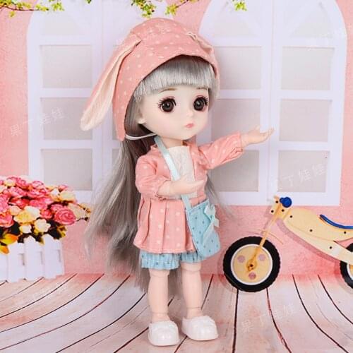 Pink 1pc 16cm BJD Doll Girl Princess Vinyl Doll Dress-up Doll