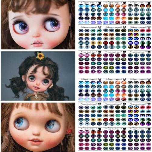 New 10 Pairs/set DIYEyechips Pattern Blyth Dolls Eye chips paper Pattern Rainbow Shinning Color for 1:6 Dolls Eye DIY Tools