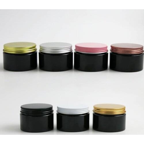 24 x 120g Empty Black Cosmetic Cream Containers Cream Jars 120ml 120ccl for Cosmetics Packaging Plastic Bottles With Metal Lids