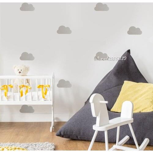 25pcs/set White Nursery Cloud Wall Stickers Vinyl Wall Decals Customized Colors Available Wallpaper Artistic Design Mural SA521