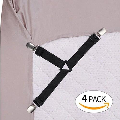4pcs Bed Corner Holder Bed Sheet Fasteners Mattress Cover Clips Heavy Duty Bedding Sheets Elastic Straps Adjustable