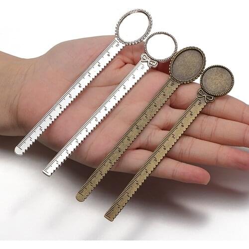 5pcs/lot Antique Vintage Style Handmade Ruler Bookmark Cabochon Base Bookmark Setting for 20mm/18x25mm DIY Bookmarks