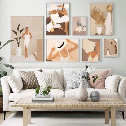 Abstract Fashion Girl Summer Read Travel Wall Art Canvas Painting Nordic Posters and Prints Wall Pictures for Living Room Decor