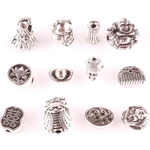 Antique Silver Mixed 10pcs Beads Charm Pendant fit Bracelets Necklaces for Women Jewelry Making Accessories Gift