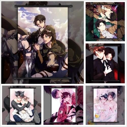 Attack On Titan BL Eren x Levi Anime manga wall Poster Scroll B
