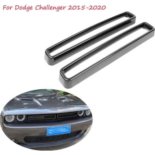 Car Front Grill Mesh Grille Inserts Trim Cover Carbon Fiber Decoration Stickers For Dodge Challenger 2015 2016 2017 2018 2019