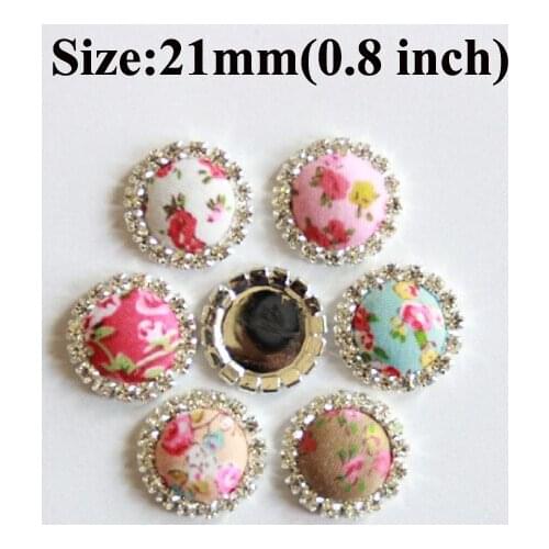 Free Shipping Wholesale 21mm 100pcs/lot Mixed Color Flatback Rhinestone Fabric Covered Button Wedding Invitation Button LSCB002