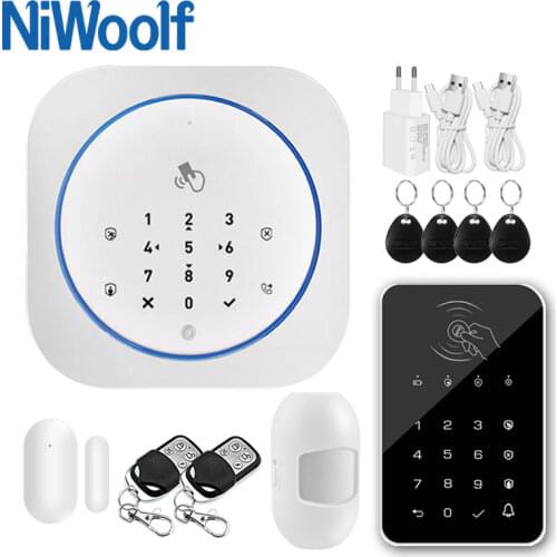 Wireless Home Security GSM Alarm System Intercom Remote Control Autodial 433MHz Detectors IOS Android APP Control Touch Keyboard