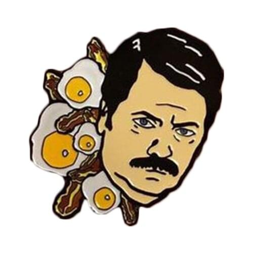 Fried egg man brooch art pin